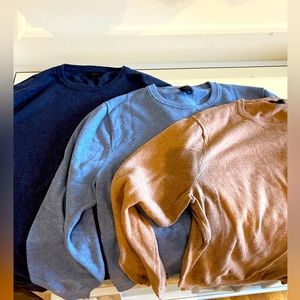 Three Large J Crew cotton sweaters. Sold as package, not individually.